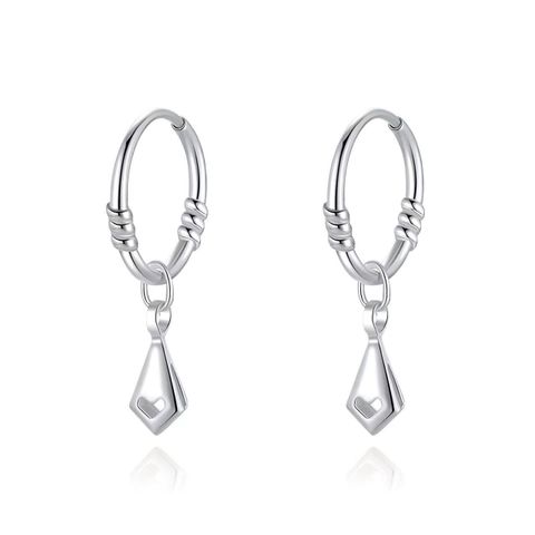 1 Pair Streetwear Geometric Star Heart Shape Sterling Silver Drop Earrings