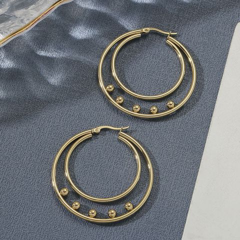 Simple Style Solid Color Titanium Steel Plating Gold Plated Women's Earrings