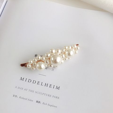 Simple Style Round Alloy Pearl Inlay Hair Clip