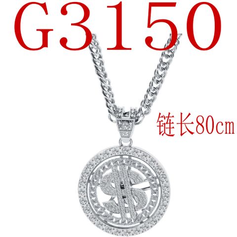 Simple Style Dollars Alloy Plating Hollow Out Inlay Rhinestones Unisex Pendant Necklace 1 Piece