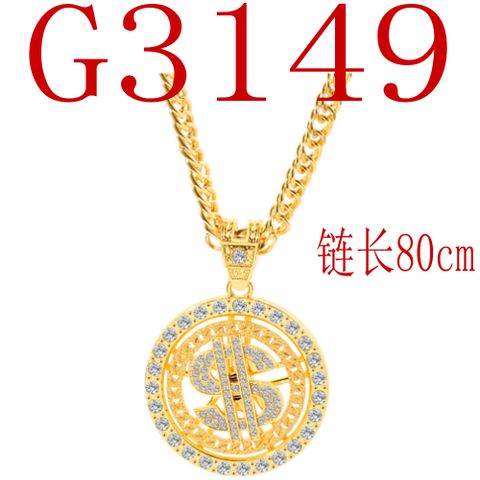 Simple Style Dollars Alloy Plating Hollow Out Inlay Rhinestones Unisex Pendant Necklace 1 Piece