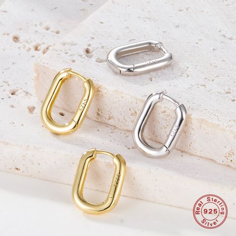 1 Pair Vintage Style Simple Style Commute Square Plating Sterling Silver 18k Gold Plated White Gold Plated Earrings