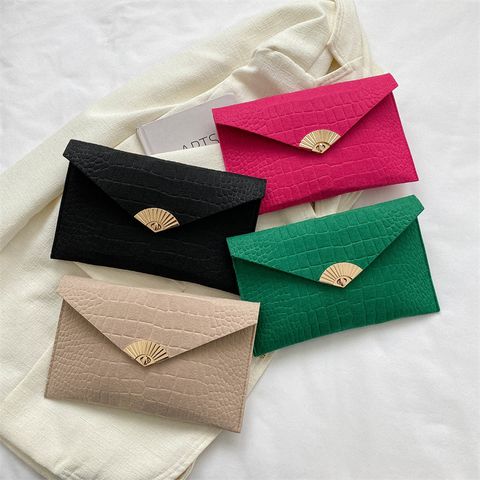 Women's Medium Felt Cloth Solid Color Streetwear Square Lock Clasp Envelope Bag
