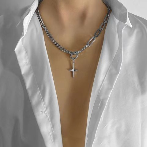 Casual Square Titanium Steel Polishing Men's Pendant Necklace