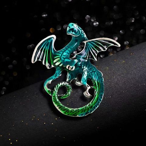 Cartoon Style Dragon Alloy Enamel Inlay Rhinestones Unisex Brooches