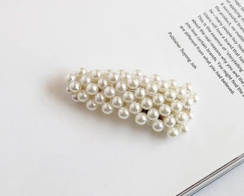Simple Style Round Alloy Pearl Inlay Hair Clip