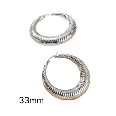 1 Pair Original Design Solid Color Spiral Stripe Plating Titanium Steel Hoop Earrings
