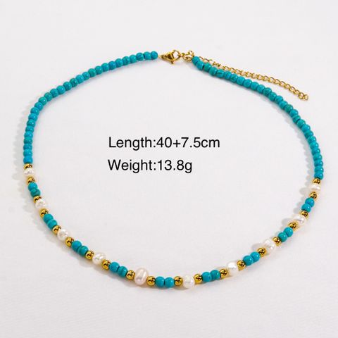 Casual Simple Style Multicolor Natural Stone Freshwater Pearl Shell Beaded Handmade Plating Necklace