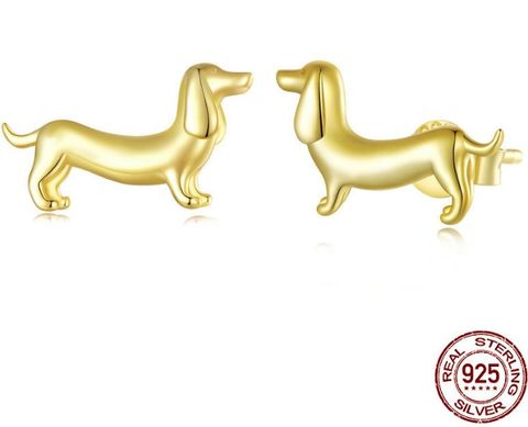 1 Pair Simple Style Dog Plating Sterling Silver Gold Plated Ear Studs