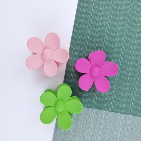 Korean Style Solid Color Flower Plastic Resin Hair Clip