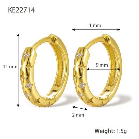 1 Pair Luxurious Simple Style Round Plating Inlay Sterling Silver Zircon 18k Gold Plated White Gold Plated Hoop Earrings