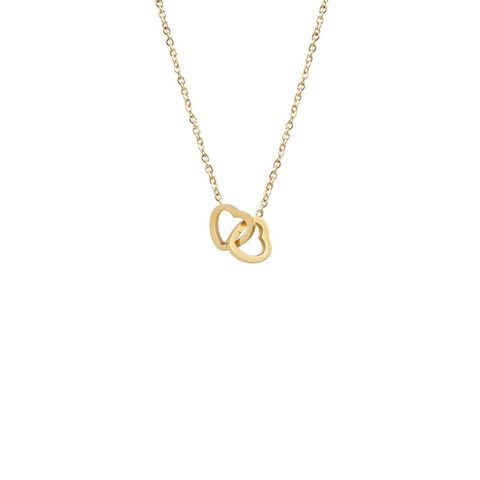 Elegant Heart Shape Titanium Steel Plating 14k Gold Plated Pendant Necklace