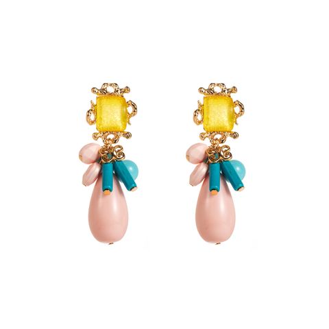 1 Pair Elegant Water Droplets Plating Alloy Resin Gold Plated Drop Earrings