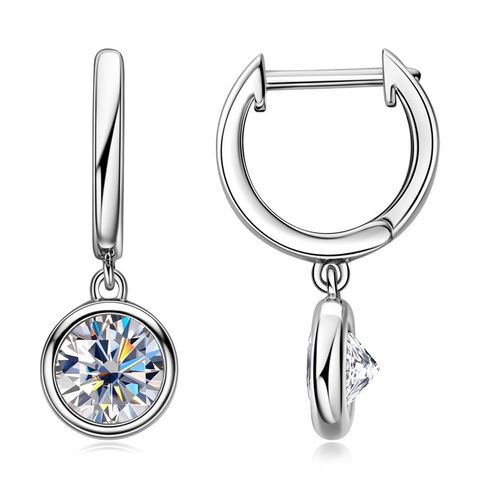 Simple Style Solid Color Sterling Silver Moissanite Earrings In Bulk