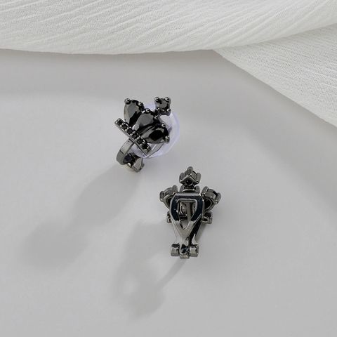 1 Pair Princess Crown Plating Inlay Copper Alloy Zircon Ear Studs