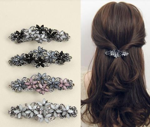 Elegant Flower Rhinestone Handmade Diamond Hair Clip