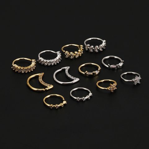 Simple Style Star Copper Inlay Zircon Nose Ring