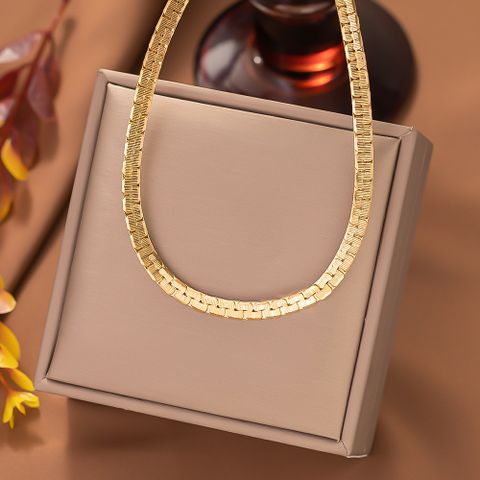 304 Stainless Steel 18K Gold Plated Streetwear Plating Solid Color Necklace