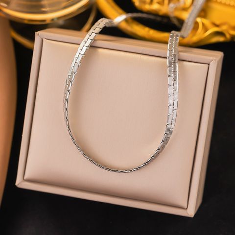 Simple Style Solid Color Titanium Steel Plating 18k Gold Plated Bracelets Necklace
