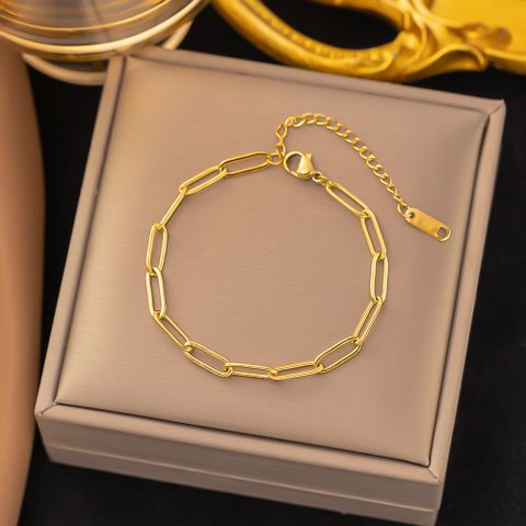 Classic Style Geometric 304 Stainless Steel 18K Gold Plated Bracelets In Bulk