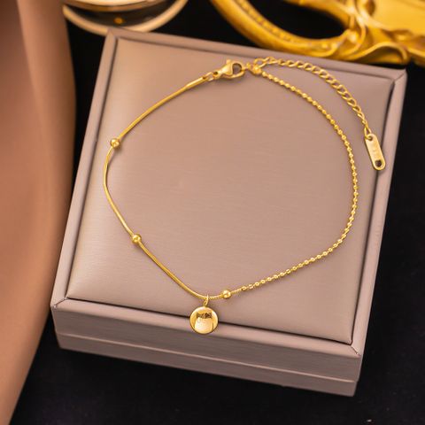 Casual Simple Style Round Letter 304 Stainless Steel 18K Gold Plated Women's Anklet