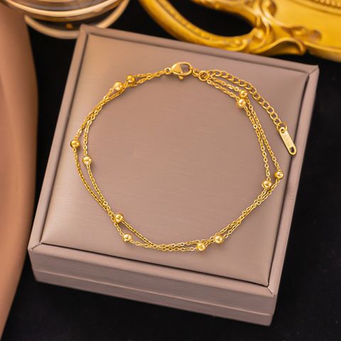 304 Stainless Steel 18K Gold Plated Sweet Solid Color Bracelets Anklet Necklace