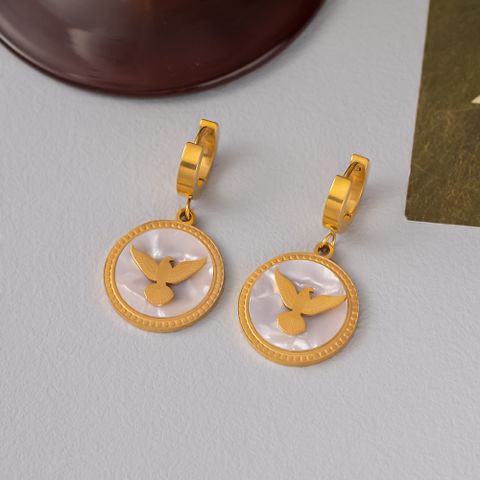 304 Stainless Steel 18K Gold Plated Elegant Lady Plating Eagle Acrylic Earrings Necklace