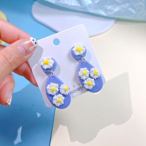 Korean Style Water Droplets Flower Soft Clay Women's Drop Earrings