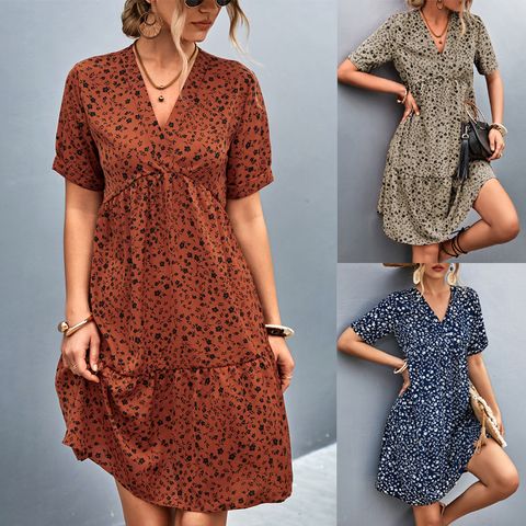 2023 New Product European And American Women's Clothing Independent Station  Popular  Hot Sale Printed Doll Type Short Sleeve Dress