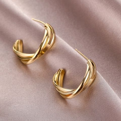 1 Pair Simple Style Solid Color Plating Alloy Ear Studs