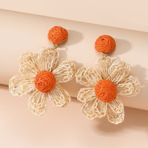 Sweet Flower Polyester Women's Drop Earrings