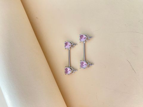 Casual Lady Heart Shape Stainless Steel Alloy Inlay Zircon Nipple Ring