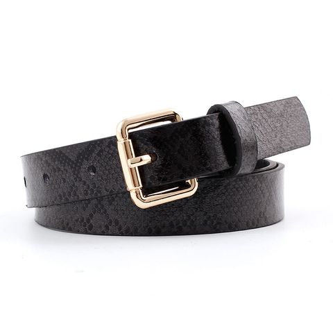 Fashion Woman Imitation Leather Snake Metal Buckle Thin Belt Strap For Jeans Multicolor Nhpo134197