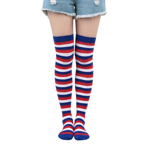 Women's Preppy Style Stripe Polyester Jacquard Socks Over The Knee Socks
