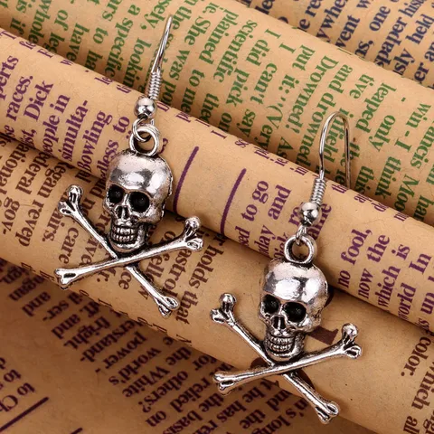 1 Pair Hip-hop Retro Skull Metal Drop Earrings