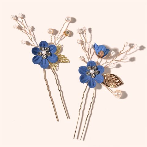 Sweet Flower Alloy Cloth Hairpin