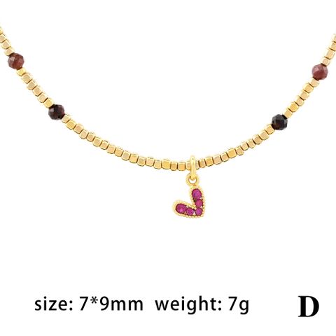 Vintage Style Water Droplets Heart Shape Artificial Gemstones Freshwater Pearl Copper Beaded Plating Inlay Zircon 18k Gold Plated Pendant Necklace