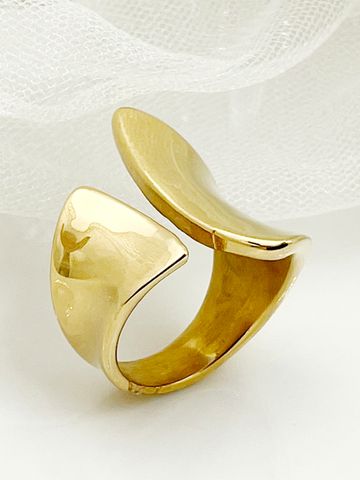 304 Stainless Steel 14K Gold Plated Nordic Style Plating Trumpet Rings