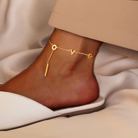 Wholesale Jewelry Glam Sexy Letter Stainless Steel 18k Gold Plated Anklet