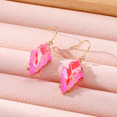 1 Pair Vintage Style Leaf Inlay Artificial Crystal Alloy Rhinestones Ear Hook