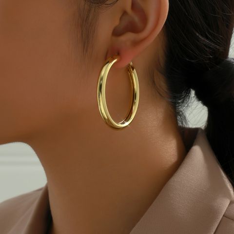 1 Pair Classic Style Commute Round Iron Hoop Earrings