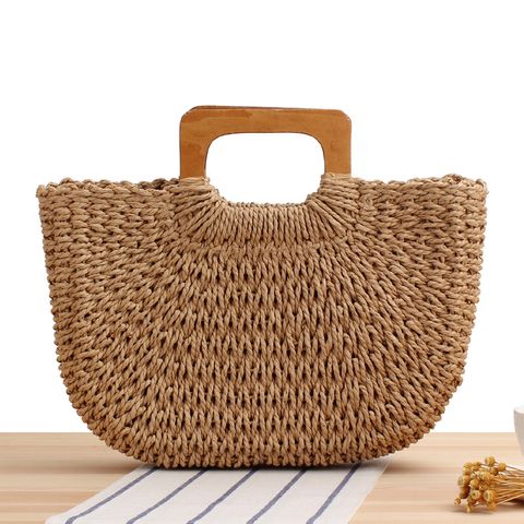 Women's Large All Seasons Fabric Vintage Style Straw Bag