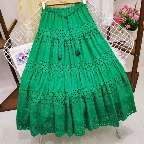 Summer Streetwear Solid Color Cotton Midi Dress Skirts