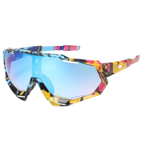 Hawaiian Simple Style Color Block Pc Toad Glasses Full Frame Sports Sunglasses
