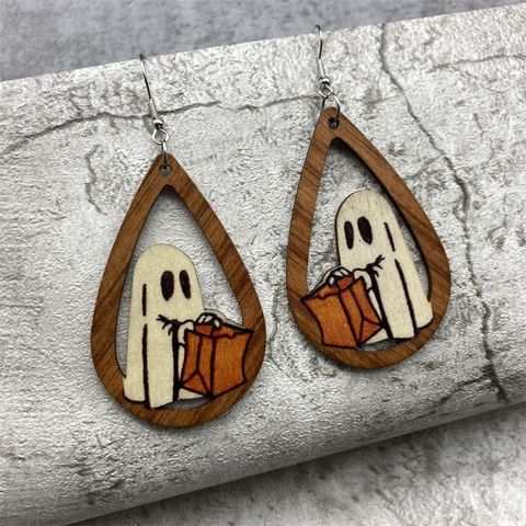 1 Pair Ethnic Style Water Droplets Stoving Varnish Wood Earrings