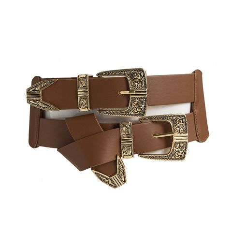 Cowboy Style Lines Pu Leather Women's Leather Belts