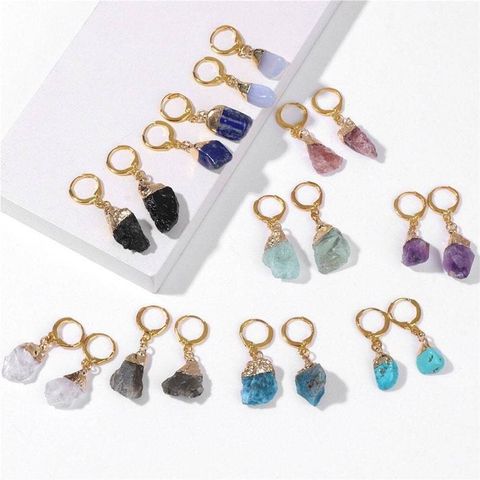 1 Pair Ethnic Style Geometric Plating Natural Stone Drop Earrings
