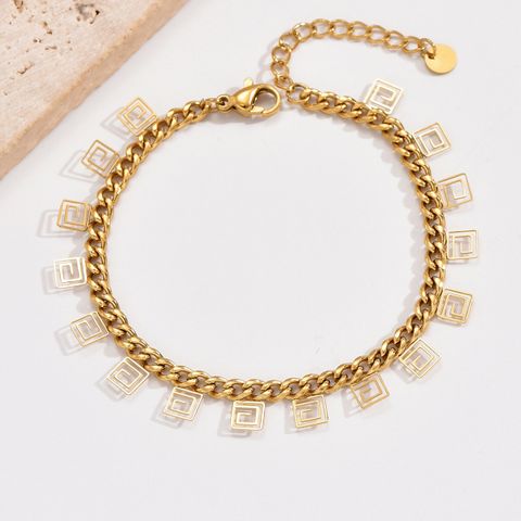 Modern Style Geometric Solid Color 304 Stainless Steel 14K Gold Plated Bracelets In Bulk