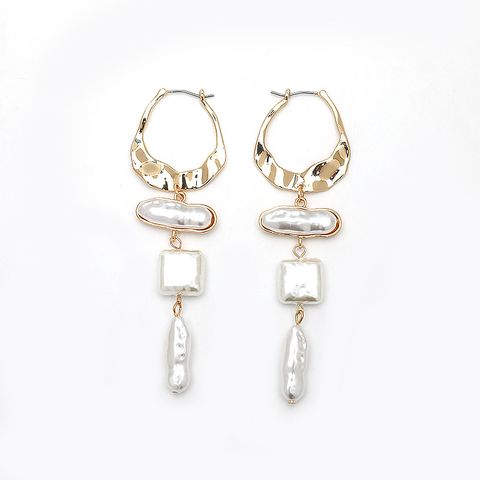 1 Pair Vacation Water Droplets Inlay Alloy Artificial Pearls Drop Earrings