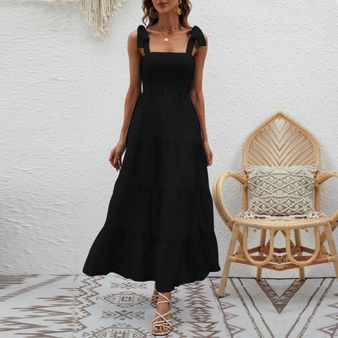 Women's Sheath Dress Simple Style Collarless Printing Sleeveless Solid Color Maxi Long Dress Daily